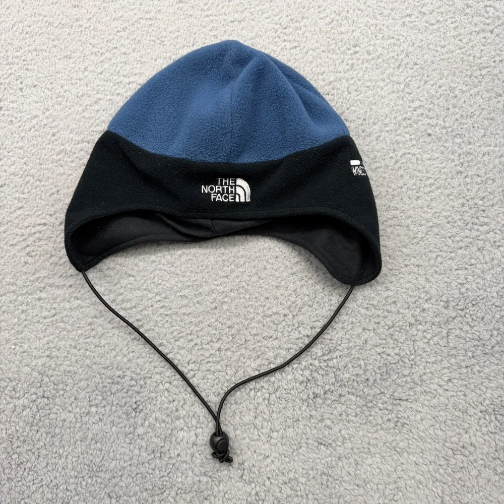 The North Face 89222 Fleece Winter Hat Earflap Windstopper Blue/Black Beanie Cap